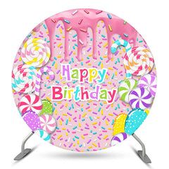 Lofaris Honey Candy Lollipop Circle Happy Birthday Backdrop