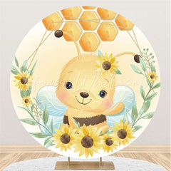 Lofaris Honeybee And Sunflower Circle Baby Shower Backdrop