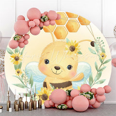 Lofaris Honeybee And Sunflower Circle Baby Shower Backdrop