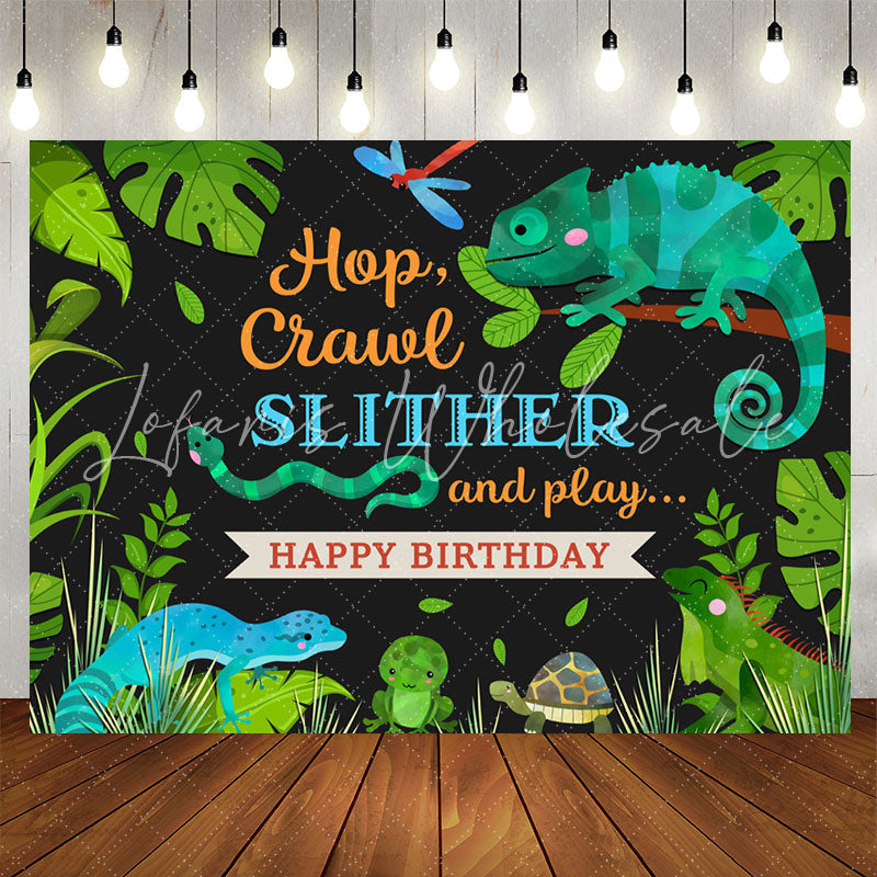 Lofaris Hop Crawl Slither Jungle Animals Birthday Backdrop