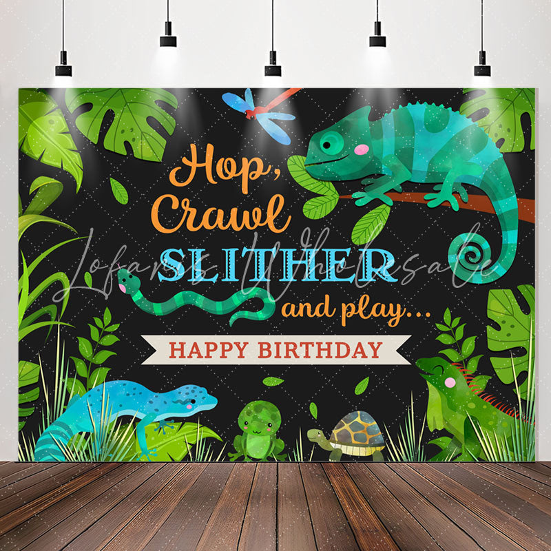 Lofaris Hop Crawl Slither Jungle Animals Birthday Backdrop