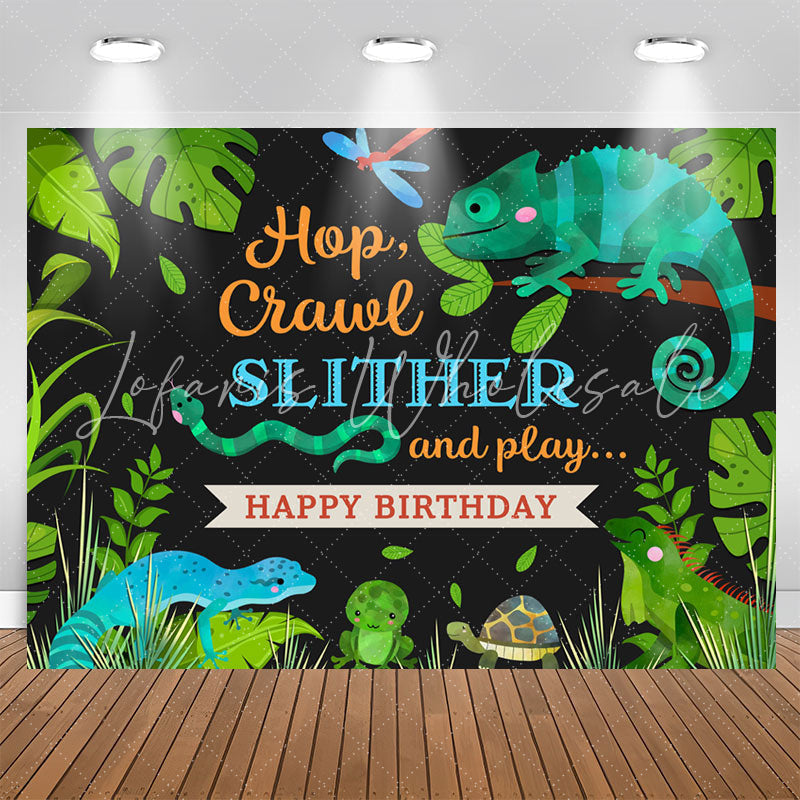 Lofaris Hop Crawl Slither Jungle Animals Birthday Backdrop
