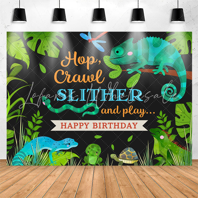 Lofaris Hop Crawl Slither Jungle Animals Birthday Backdrop
