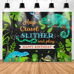 Lofaris Hop Crawl Slither Jungle Animals Birthday Backdrop