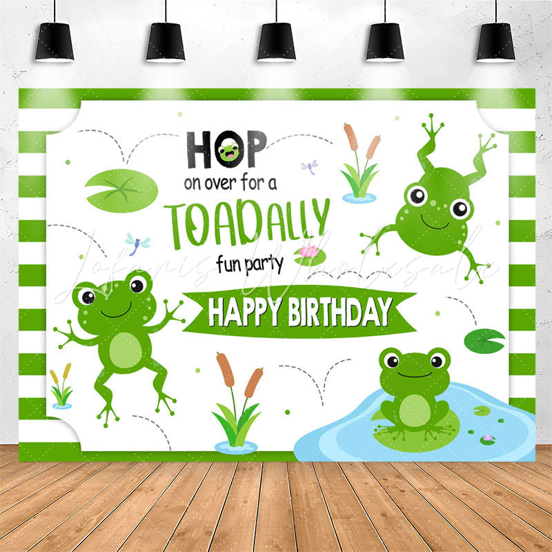 Lofaris Hop Toadally Cute Green Frog Birthday Party Backdrop