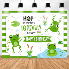 Lofaris Hop Toadally Cute Green Frog Birthday Party Backdrop