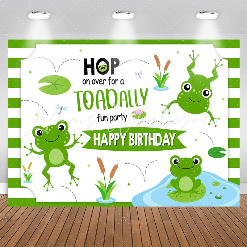 Lofaris Hop Toadally Cute Green Frog Birthday Party Backdrop