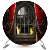 Lofaris Horrible Curtain Window Round Happy Halloween Backdrop