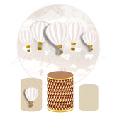 Hot Air Balloon Birthday Baby Shower Party Round Backdrop Cover Plinth Cylinder Pedestal Cover