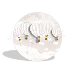 Hot Air Balloon Birthday Baby Shower Party Round Backdrop Cover Plinth Cylinder Pedestal Cover