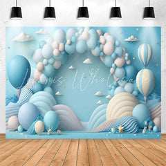 Lofaris Hot Air Balloon Blue cake smash Birthday Backdrop
