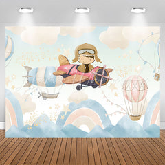 Lofaris Hot Air Balloon Pilot Birthday Backdrop For Boy