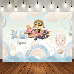 Lofaris Hot Air Balloon Pilot Birthday Backdrop For Boy