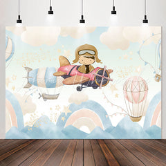 Lofaris Hot Air Balloon Pilot Birthday Backdrop For Boy