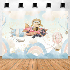 Lofaris Hot Air Balloon Pilot Birthday Backdrop For Boy