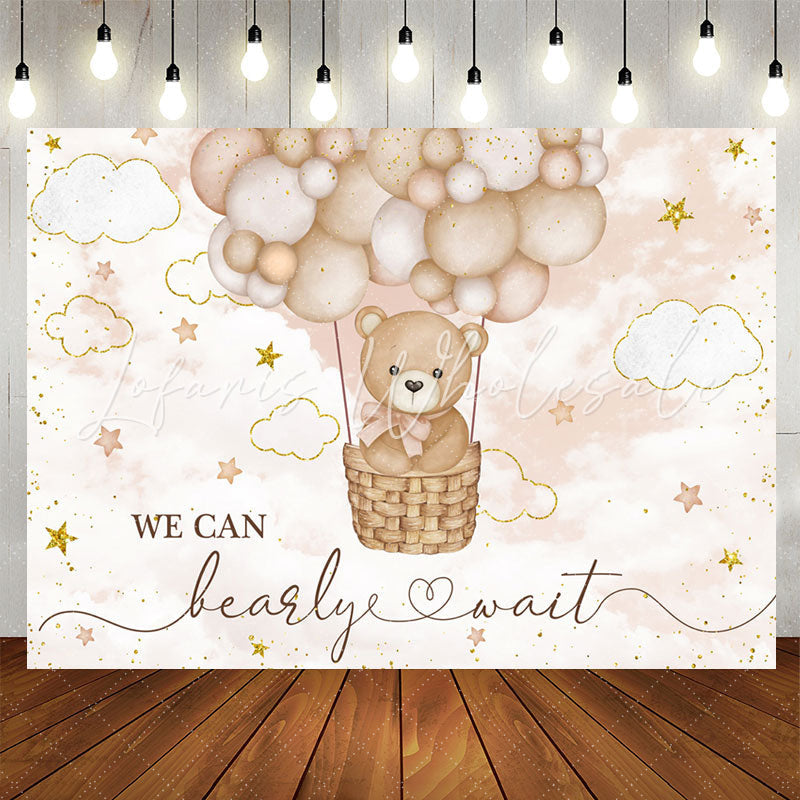 Lofaris Hot Air We Can Bearly Wait Baby Shower Backdrop