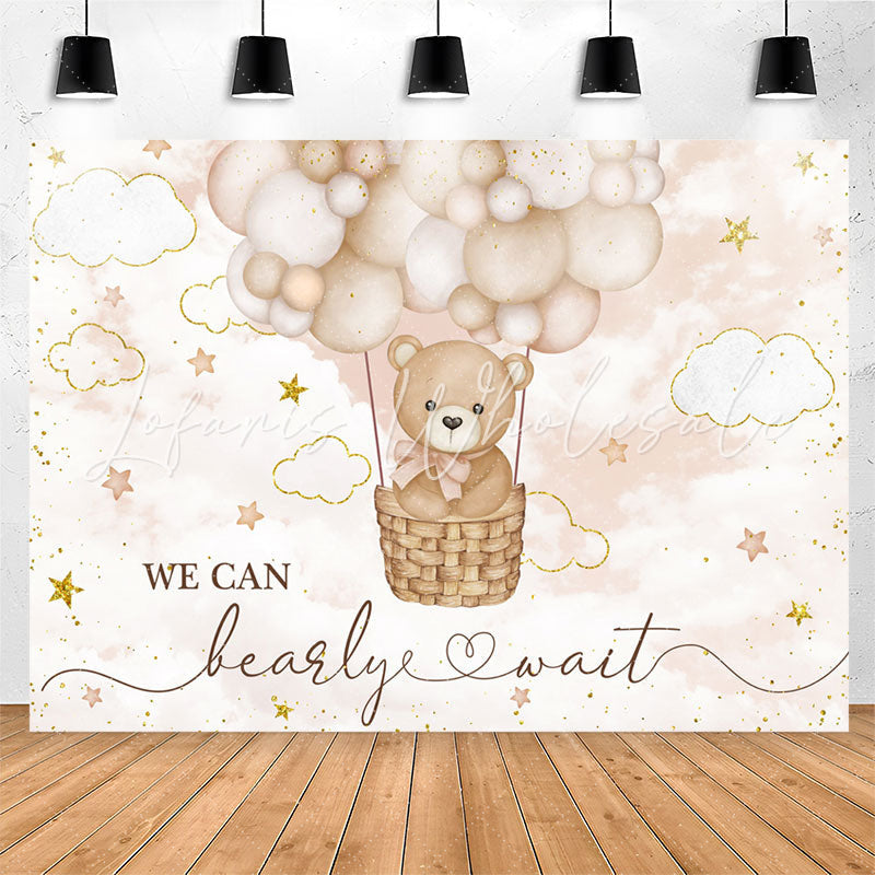 Lofaris Hot Air We Can Bearly Wait Baby Shower Backdrop