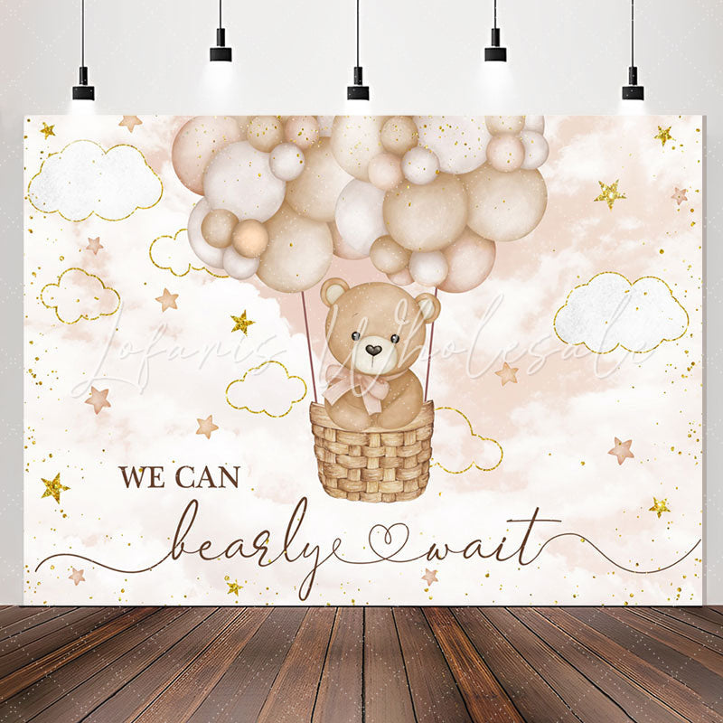 Lofaris Hot Air We Can Bearly Wait Baby Shower Backdrop