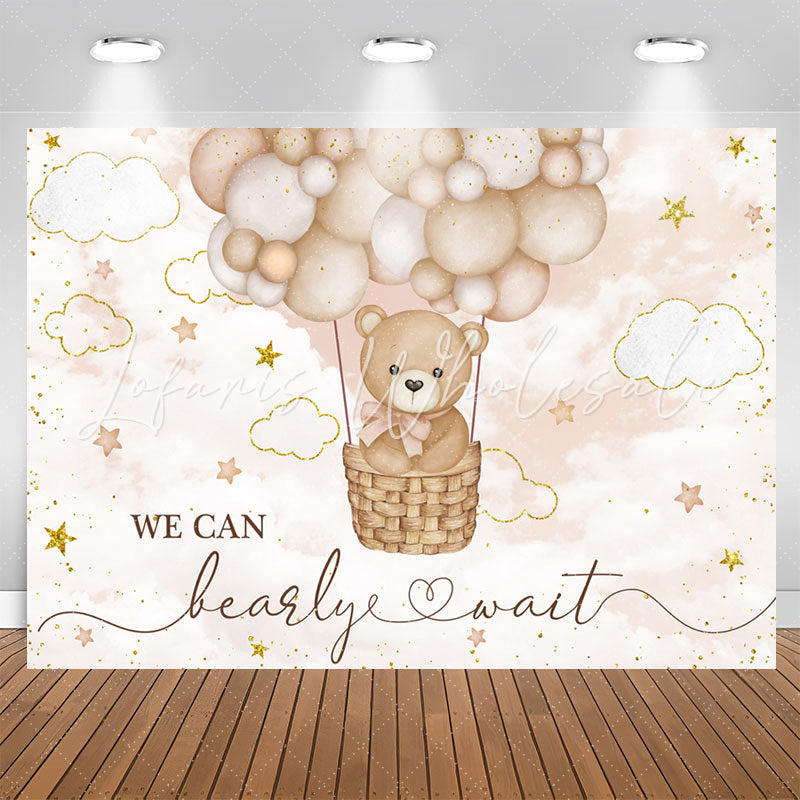 Lofaris Hot Air We Can Bearly Wait Baby Shower Backdrop