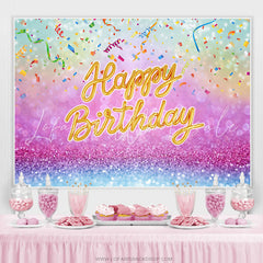 Lofaris Hot Pink And Blue Bokeh Glitter Happy Birthday Backdrop