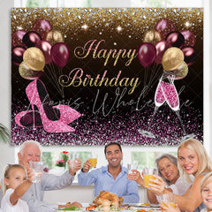 Lofaris Hot Pink And Gold Glitter Balloons Birthday Backdrop