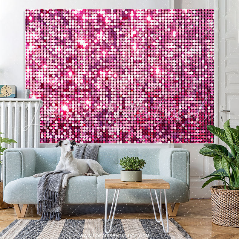 Lofaris Hot Pink Bokeh Glitter Happy Birthday Party Backdrop