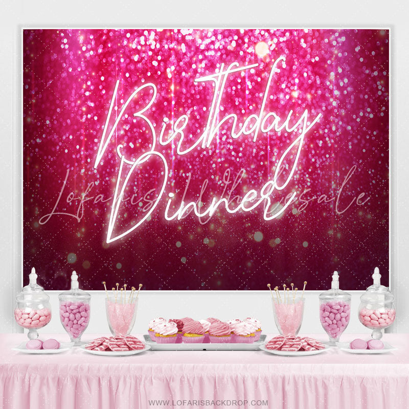 Lofaris Hot Pink Bokeh Happy Birthday Dinner Party Backdrop
