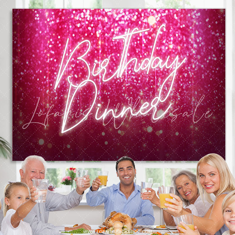 Lofaris Hot Pink Bokeh Happy Birthday Dinner Party Backdrop