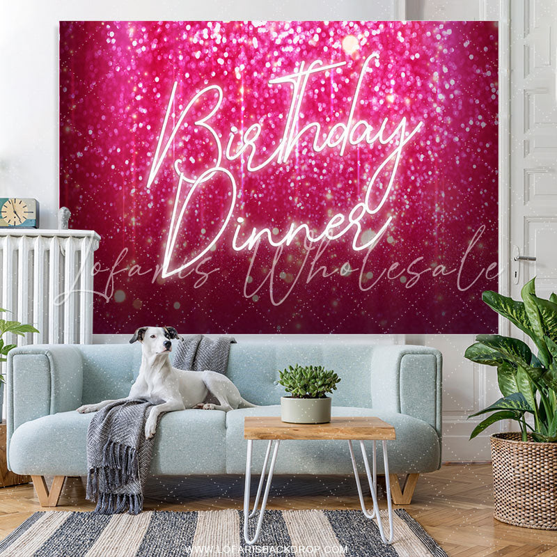 Lofaris Hot Pink Bokeh Happy Birthday Dinner Party Backdrop