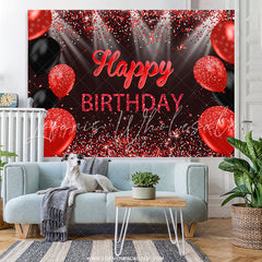 Lofaris Hot Red And Black Ribbion Balloons Birthday Backdrop
