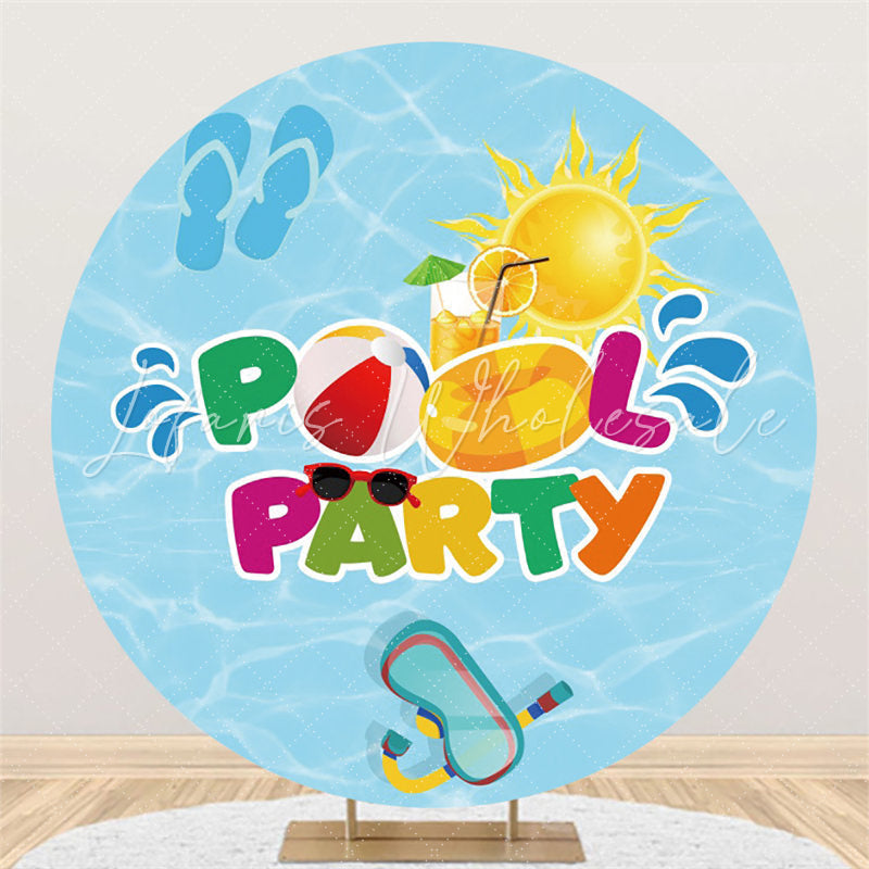 Lofaris Hot Summer Swimming Pool Party Circle Holiday Backdrop