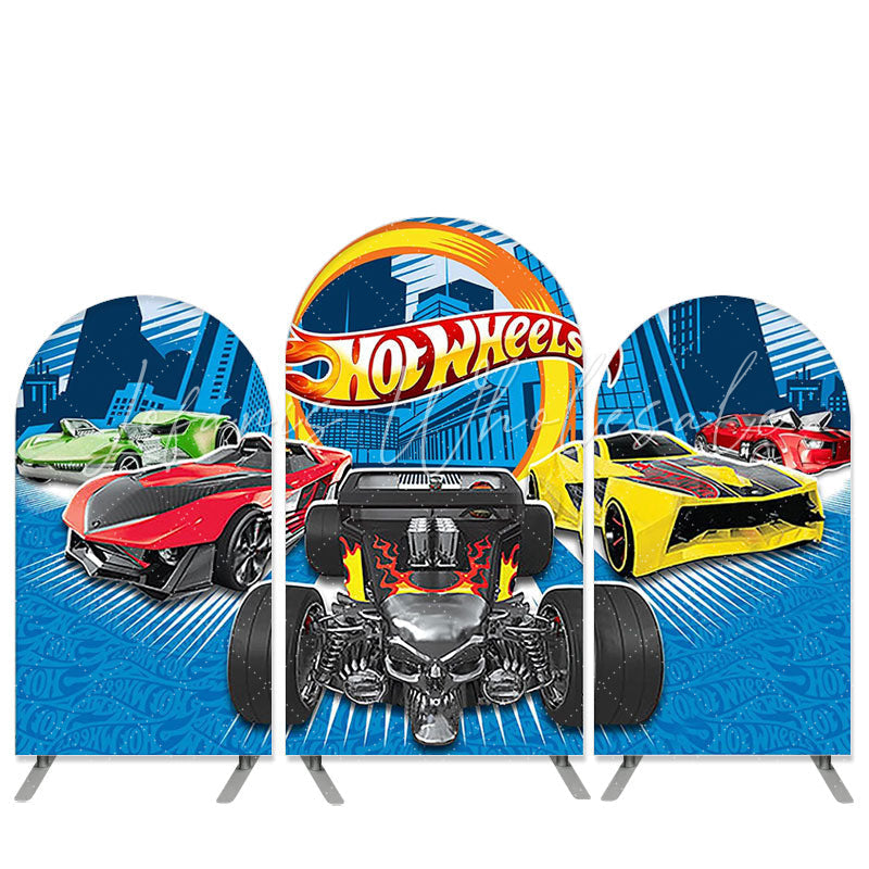 Lofaris Hotwheels Theme Racing Car Birthday Party Arch Backdrop Kit