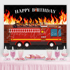 Lofaris House on Fire and Truck Happy Birthday Backdrop