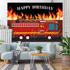 Lofaris House on Fire and Truck Happy Birthday Backdrop