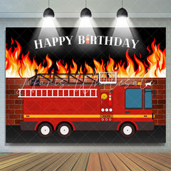 Lofaris House on Fire and Truck Happy Birthday Backdrop