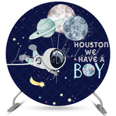 Lofaris Houston We Have A Boy Theme Circle Baby Shower Backdrop