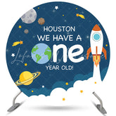 Lofaris Houston We Have One Year Old Round Birthday Backdrop
