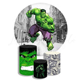 Hulk Round Backdrop and Cylinders Kit for Superhero Parties