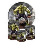HULK Themed Round Backdrop and Cylinders Kit for Kids