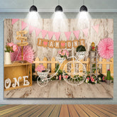 Lofaris I Am One Pink First Birthday Backdrop for Princess