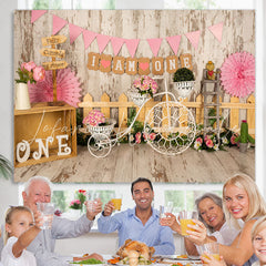 Lofaris I Am One Pink First Birthday Backdrop for Princess