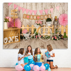 Lofaris I Am One Pink First Birthday Backdrop for Princess
