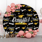 Lofaris I Did It Black Gold Congrats Grad Round Backdrop
