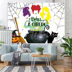 Lofaris I Smell A Child Halloween Baby Shower Backdrop Banner