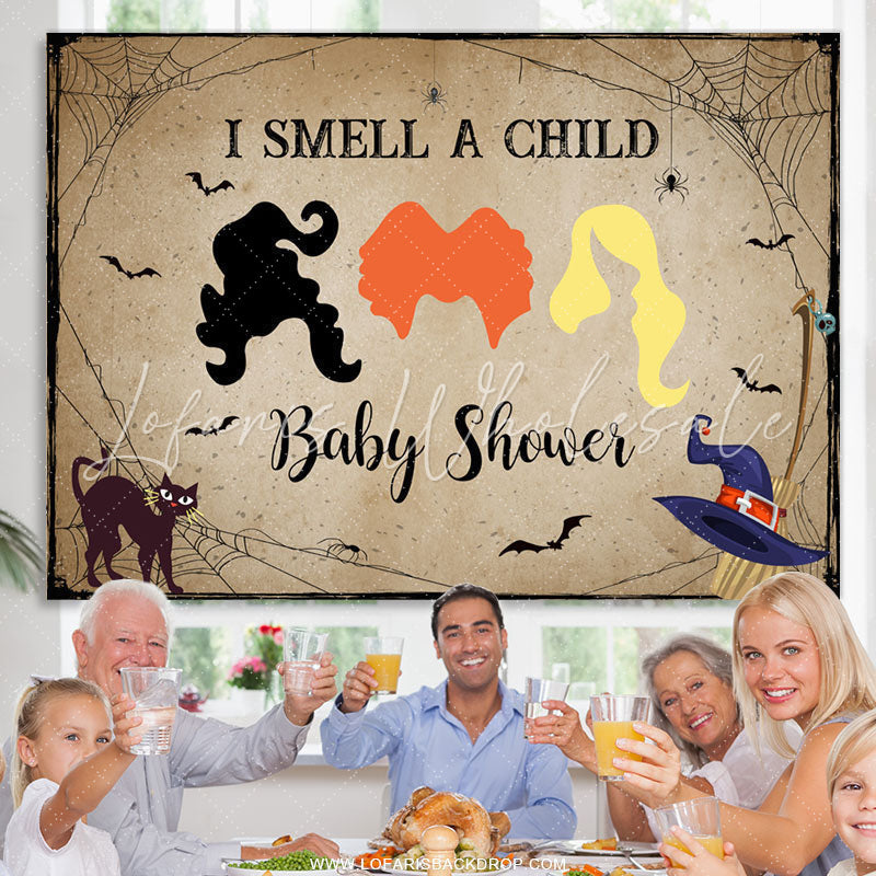 Lofaris I Smell A Child Halloween Theme Baby Shower Backdrop