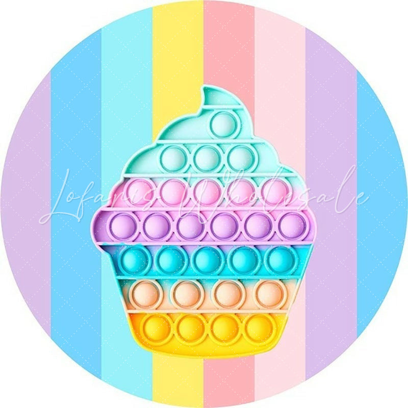 Lofaris Ice Cream Pop it Rainbow Color Round Backdrops