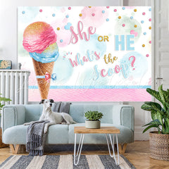 Lofaris Ice Cream She Or He Baby Shower Backdrop Decoration