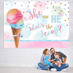 Lofaris Ice Cream She Or He Baby Shower Backdrop Decoration