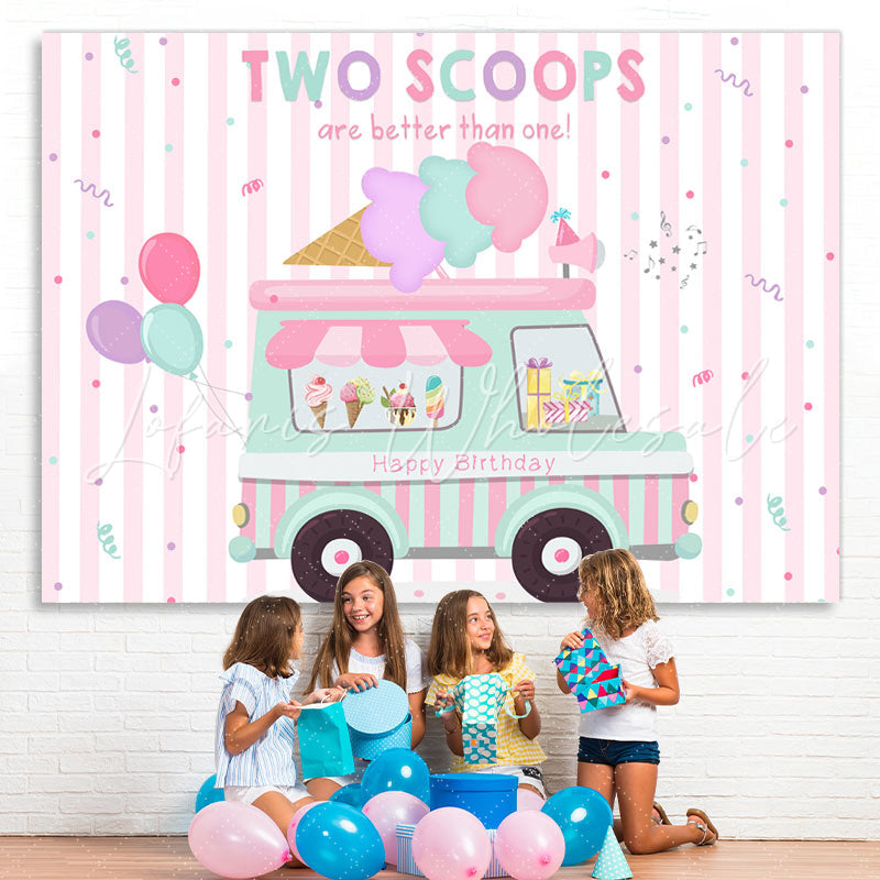 Lofaris Ice Cream Theme Truck Birthday Party Backdrop Girls