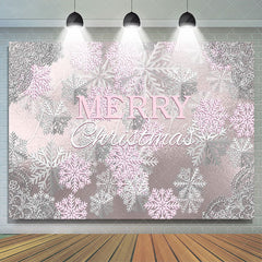 Lofaris Ice Surface Pink Sliver Snowflake Christmas Backdrop